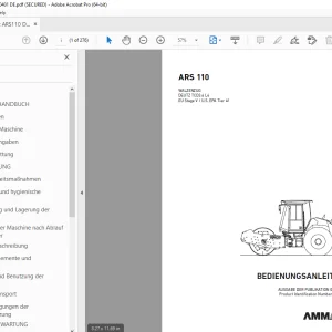 AMMANN ARS 110 WALZENZUG BEDIENUNGSANLEITUNG 3028774 PDF