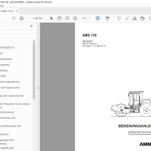 AMMANN ARS 110 WALZENZUG BEDIENUNGSANLEITUNG 3038900 PDF
