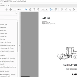 AMMANN ARS 130 MONOBILLE MANUEL UTILISATEUR 3009841 PDF