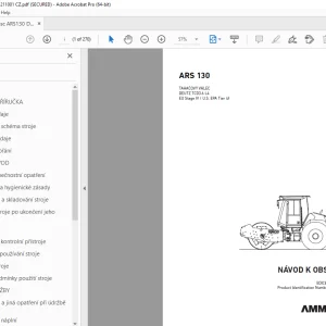 AMMANN ARS 130 TAHAČOVÝ VÁLEC NÁVOD K OBSLUZE 3015447 PDF