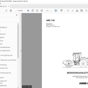AMMANN ARS 130 WALZENZUG BEDIENUNGSANLEITUNG 2393007 PDF