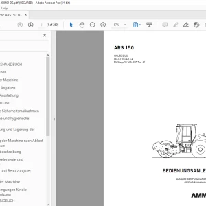 AMMANN ARS 150 WALZENZUG BEDIENUNGSANLEITUNG 2403035 PDF
