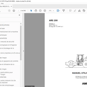 AMMANN ARS 200 MONOBILLE MANUEL UTILISATEUR 3010632 PDF