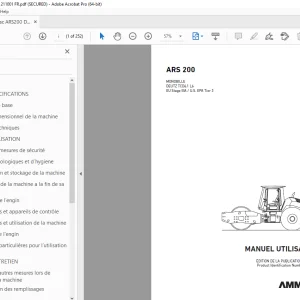 AMMANN ARS 200 MONOBILLE MANUEL UTILISATEUR 3016554 PDF