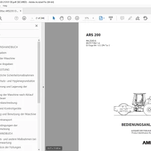 AMMANN ARS 200 WALZENZUG BEDIENUNGSANLEITUNG 3003126 PDF