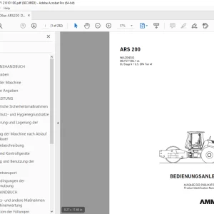 AMMANN ARS 200 WALZENZUG BEDIENUNGSANLEITUNG 3005371 PDF