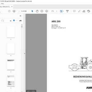 AMMANN ARS 200 WALZENZUG BEDIENUNGSANLEITUNG 3010357 PDF