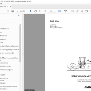 AMMANN ARS 200 WALZENZUG BEDIENUNGSANLEITUNG 3010632 PDF