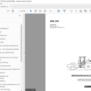 AMMANN ARS 200 WALZENZUG BEDIENUNGSANLEITUNG 3016554 PDF