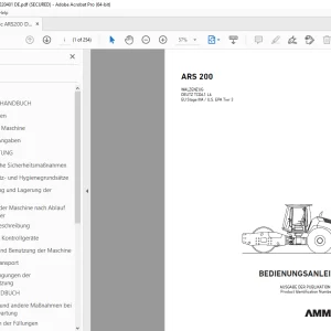 AMMANN ARS 200 WALZENZUG BEDIENUNGSANLEITUNG 3029297 PDF