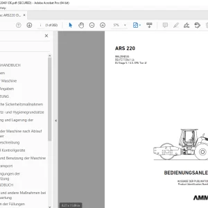 AMMANN ARS 220 WALZENZUG BEDIENUNGSANLEITUNG 3028782 PDF