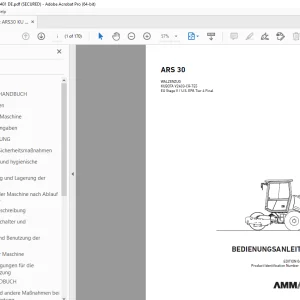 AMMANN ARS 30 WALZENZUG BEDIENUNGSANLEITUNG 3000000 PDF