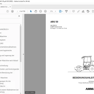 AMMANN ARS 50 WALZENZUG BEDIENUNGSANLEITUNG 3000000 PDF