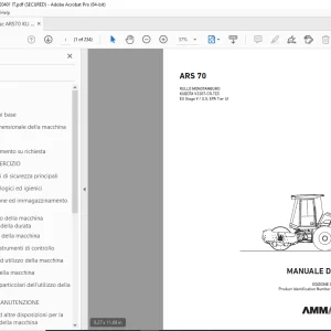 AMMANN ARS 70 RULLO MONOTAMBURO MANUALE D’USO 3028767 PDF