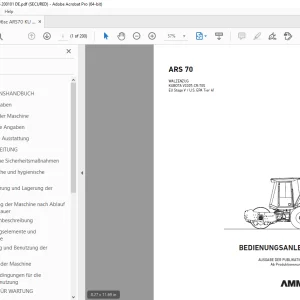 AMMANN ARS 70 WALZENZUG BEDIENUNGSANLEITUNG 2563046 PDF