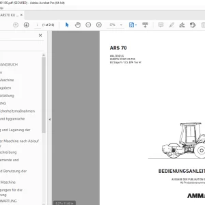 AMMANN ARS 70 WALZENZUG BEDIENUNGSANLEITUNG 2563075 PDF