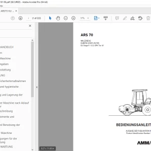 AMMANN ARS 70 WALZENZUG BEDIENUNGSANLEITUNG 3001289 PDF