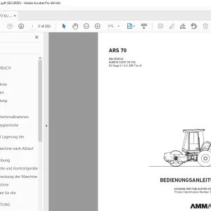 AMMANN ARS 70 WALZENZUG BEDIENUNGSANLEITUNG 3012282 PDF