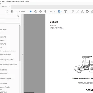 AMMANN ARS 70 WALZENZUG BEDIENUNGSANLEITUNG 3017062 PDF
