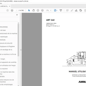 AMMANN ART 240 COMPACTEUR À PNEU MANUEL UTILISATEUR 3001217 PDF
