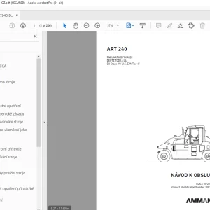 AMMANN ART 240 PNEUMATIKOVÝ VÁLEC NÁVOD K OBSLUZE 3001217 PDF