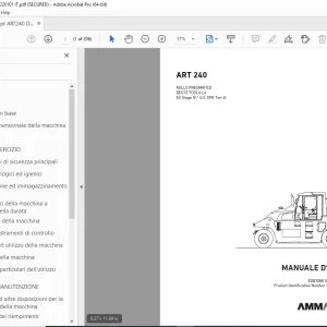 AMMANN ART 240 RULLO PNEUMATICO MANUALE D‘USO 3027199 PDF