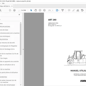 AMMANN ART 280 COMPACTEUR À PNEU MANUEL UTILISATEUR 3006615 PDF