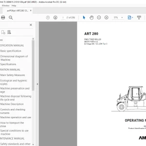 AMMANN ART 280 PNEU TYRED ROLLER OPERATING MANUAL 3006615 PDF