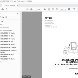 AMMANN ART 280 PNEU TYRED ROLLER PARTS MANUAL 3046052 PDF