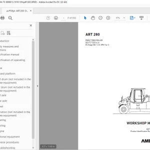 AMMANN ART 280 PNEU TYRED ROLLER WORKSHOP MANUAL 3006615 PDF