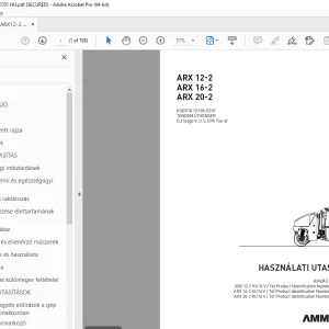 AMMANN ARX 12-2 ARX 16-2 ARX 20-2 KUBOTA D1105-EF07 HASZNÁLATI UTASÍTÁS PDF