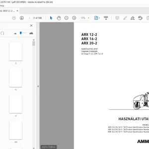 AMMANN ARX 12-2 ARX 16-2 ARX 20-2 KUBOTA D1105-EF07 HASZNÁLATI UTASÍTÁS PDF