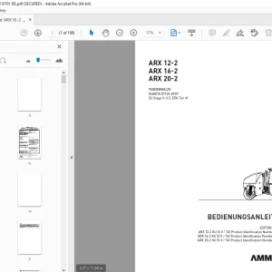 AMMANN ARX 12-2 ARX 16-2 ARX 20-2 TANDEMWALZE BEDIENUNGSANLEITUNG PDF