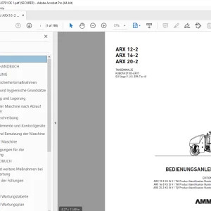 AMMANN ARX 12-2 ARX 16-2 ARX 20-2 TANDEMWALZE BEDIENUNGSANLEITUNG PDF