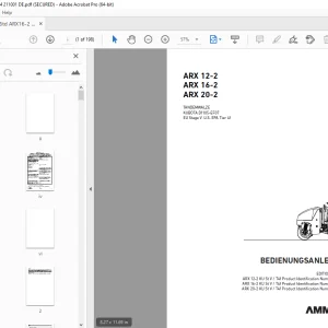 AMMANN ARX 12-2 ARX 16-2 ARX 20-2 TANDEMWALZE BEDIENUNGSANLEITUNG PDF