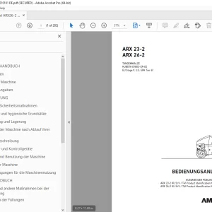AMMANN ARX 23-2 ARX 26-2 TANDEMWALZE BEDIENUNGSANLEITUNG PDF