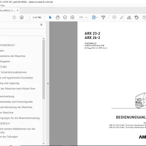 AMMANN ARX 23-2 ARX 26-2 TANDEMWALZE BEDIENUNGSANLEITUNG PDF