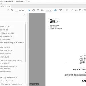 AMMANN ARX 23.1 ARX 26.1 RODILLO DE TÁNDEM MANUAL DE MANEJO PDF
