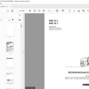 AMMANN ARX 23.1 ARX 26.1 TANDEMWALZE BEDIENUNGSANLEITUNG PDF