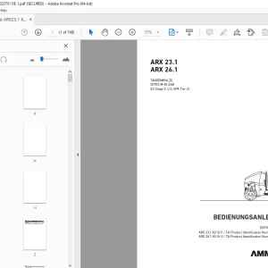 AMMANN ARX 23.1 26.1 TANDEMWALZE BEDIENUNGSANLEITUNG PDF