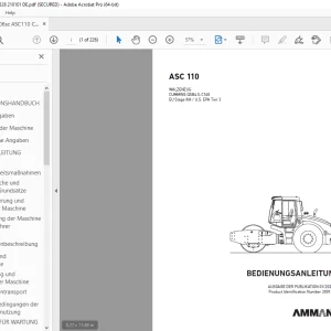 AMMANN ASC 110 WALZENZUG BEDIENUNGSANLEITUNG 3001328 PDF