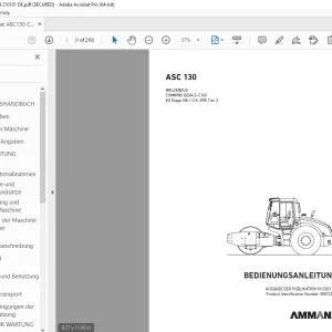 AMMANN ASC 130 WALZENZUG BEDIENUNGSANLEITUNG 3001329 PDF
