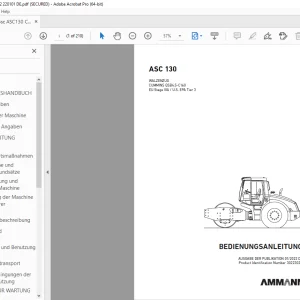AMMANN ASC 130 WALZENZUG BEDIENUNGSANLEITUNG 3022302 PDF