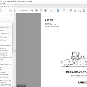 AMMANN ASC 150 WALZENZUG BEDIENUNGSANLEITUNG 3001330 PDF