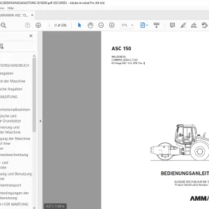 AMMANN ASC 150 WALZENZUG BEDIENUNGSANLEITUNG 3018006 PDF