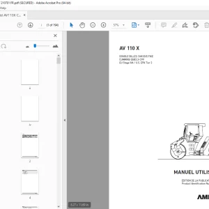 AMMANN AV 110 X DOUBLE BILLES CHÂSSIS FIXE MANUEL UTILISATEUR 3009927 PDF