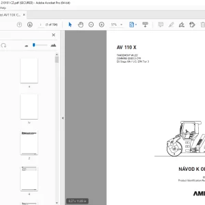 AMMANN AV 110 X TANDEMOVÝ VÁLEC NÁVOD K OBSLUZE 3002751 PDF