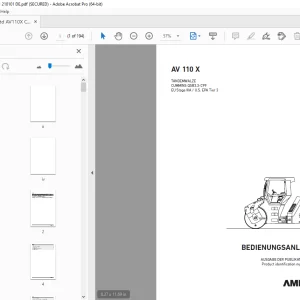 AMMANN AV 110 X TANDEMWALZE BEDIENUNGSANLEITUNG 3002751 PDF