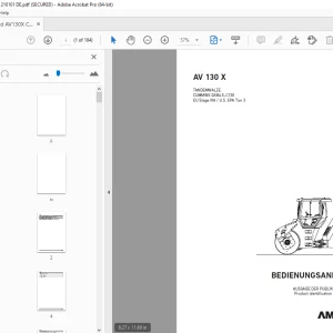 AMMANN AV 130 X TANDEMWALZE BEDIENUNGSANLEITUNG 3001210 PDF