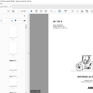 AMMANN AV 130 X WALEC TANDEMOWY INSTRUKCJA OBSŁUGI 3007848 PDF